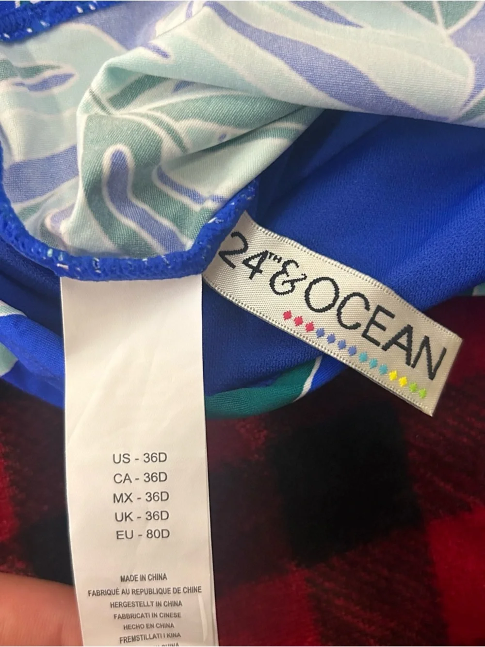 24th & OCEAN Women Bra Cup Underwire Tankini Swimsuit Top Sapphire,Cup 36D (M) - Picture 6 of 7